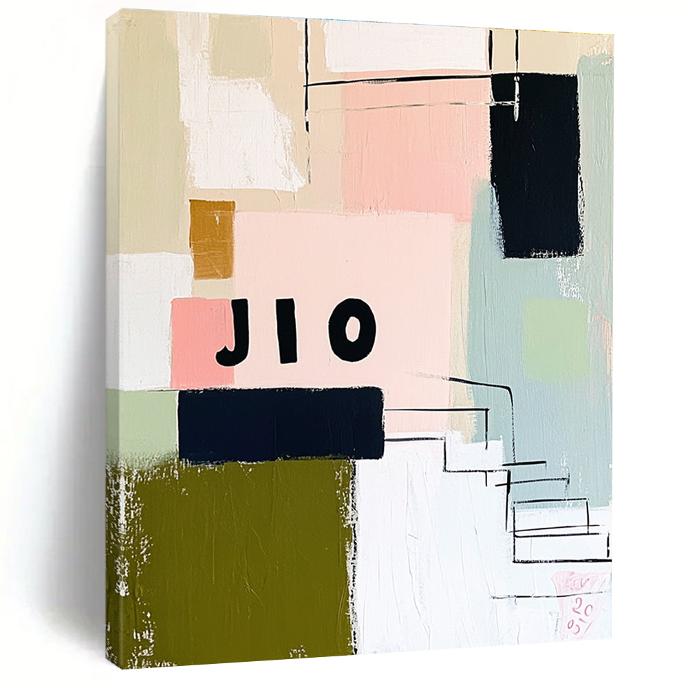 Colorful Geometric Collage Abstract Painting of Playful Diversity GAB0209