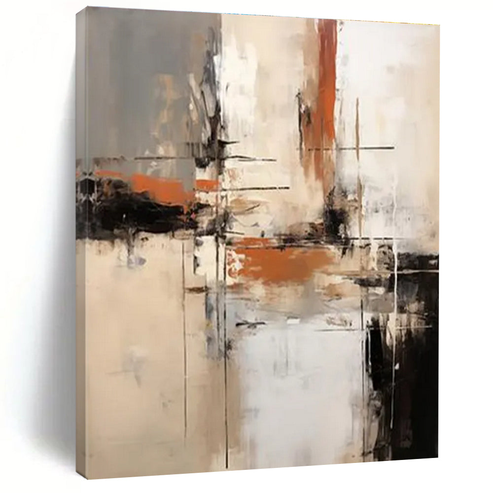Neutral - Toned Abstract Composition Painting for Elegant Dining Rooms HENG112