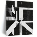 Black and White Geometric Abstract Painting with Bold Structure WINK009