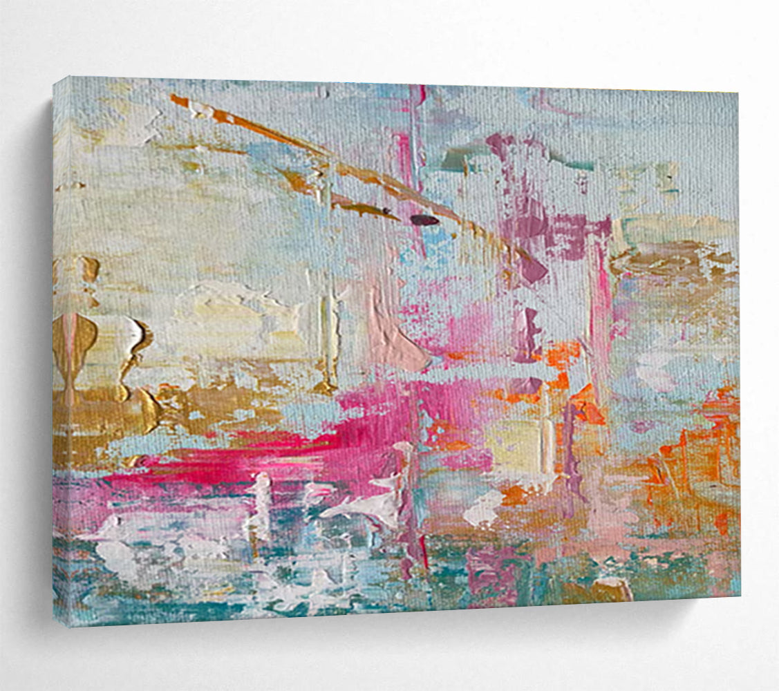 Pastel and Gold Abstract Splashes Painting for Feminine - Inspired Boutiques YHT329