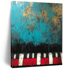 Creative Piano Keys Abstract Painting with Blue and Gold GAB0670