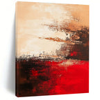Beige Red Black Abstract Painting with Subtle Drama WINK664