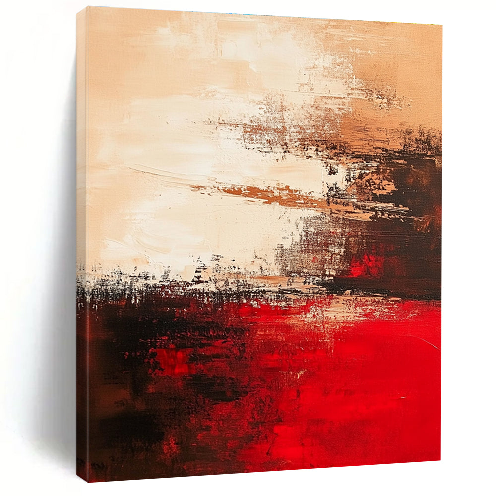Beige Red Black Abstract Painting with Subtle Drama WINK664