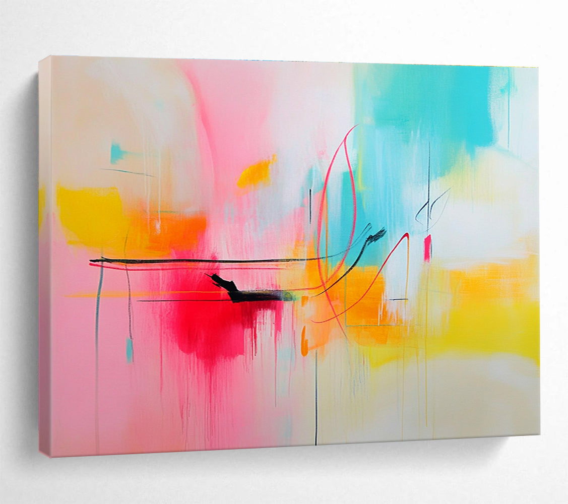 Pastel Colorful Abstract Painting with Delicate Lines ABS304