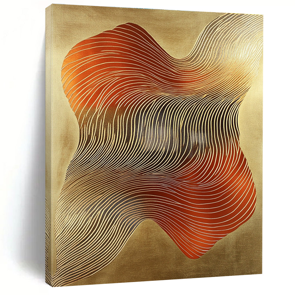 Gold and Red Waves Luxurious Abstract Painting for Upscale Interiors GAB1487