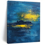 Blue Sea with Yellow Light - Mysterious Coastal Abstract Art GAB0469