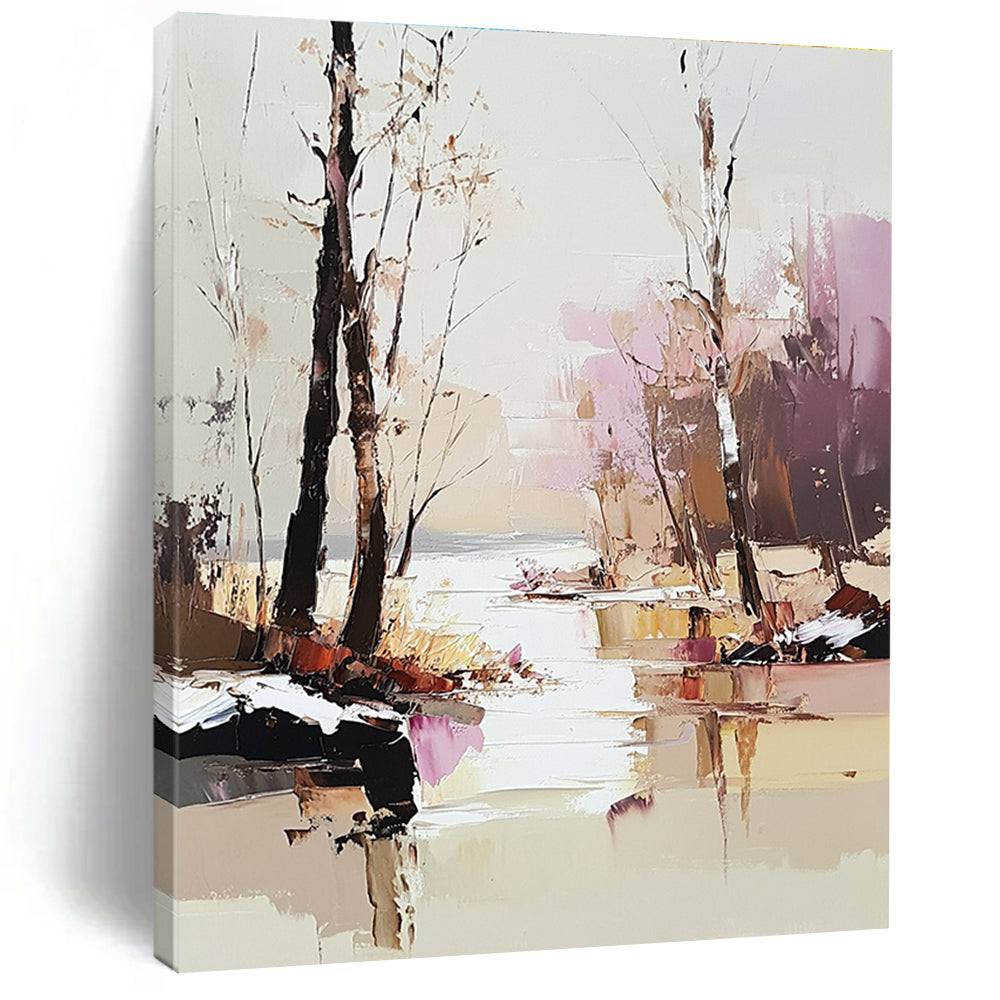 Winter River Landscape Abstract Painting for Nature - Loving Interiors GAB1441