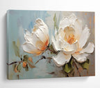 White Peony Abstract Painting for Sophisticated Bedrooms YHT174