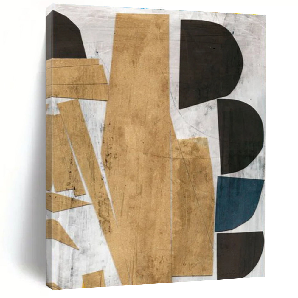 Geometric Gold - Black Abstract Painting for Luxury Home Entrances HENG216