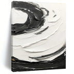 Black - White Swirl Textured Abstract Painting for Modern Living Rooms HENG380