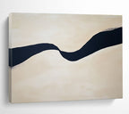 Wavy Black Line on Beige Abstract Painting ABS585