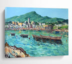 Coastal Boats Abstract Painting for Seaside Resort Lobbies YHT467