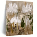 Abstract White Flowers Painting with Dripping Elegance WINK623