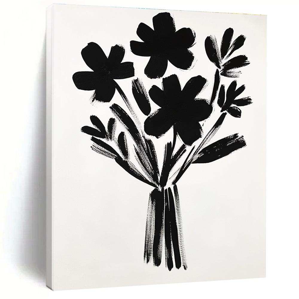 Black Flower Bunch Silhouette Abstract Painting GAB0044