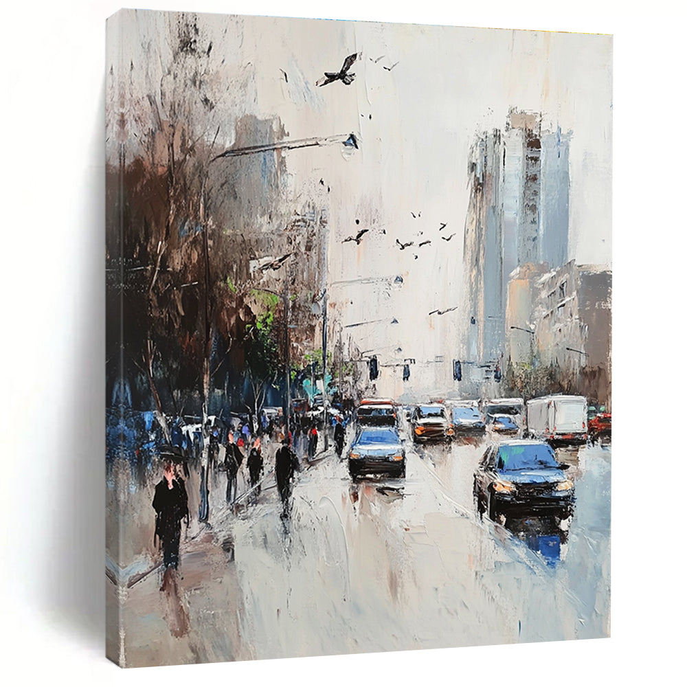 City Street Scene Abstract Painting with Dynamic Elements GAB0050