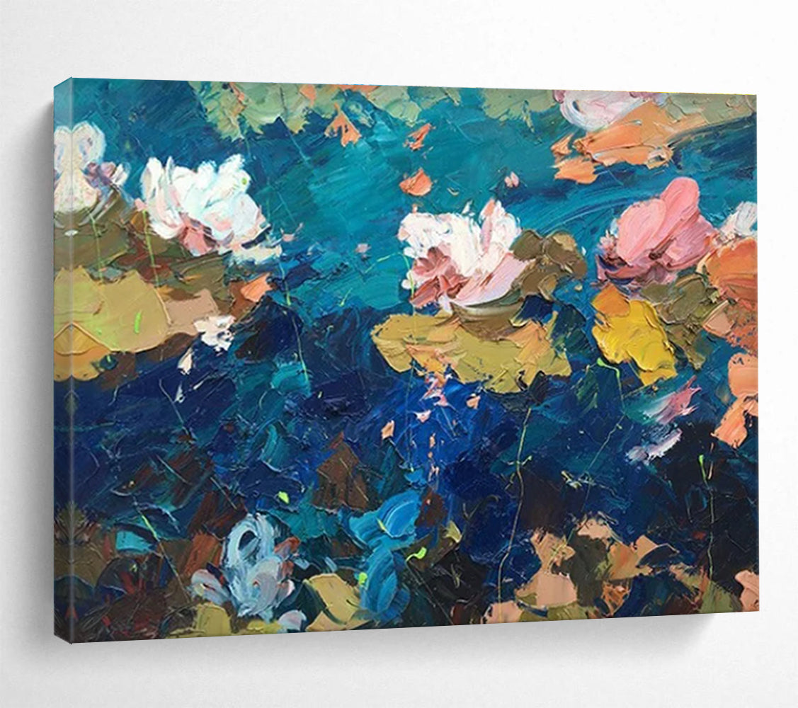 Water Lilies Abstract Painting for Modern Spa Retreats YHT465