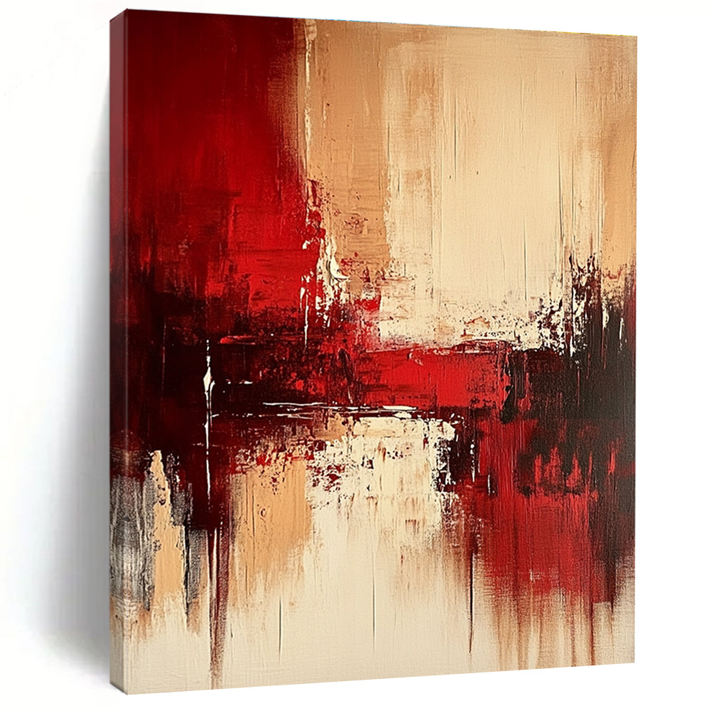 Red - Beige Balance Abstract Painting: Sophisticated Harmony for Interiors GAB0953