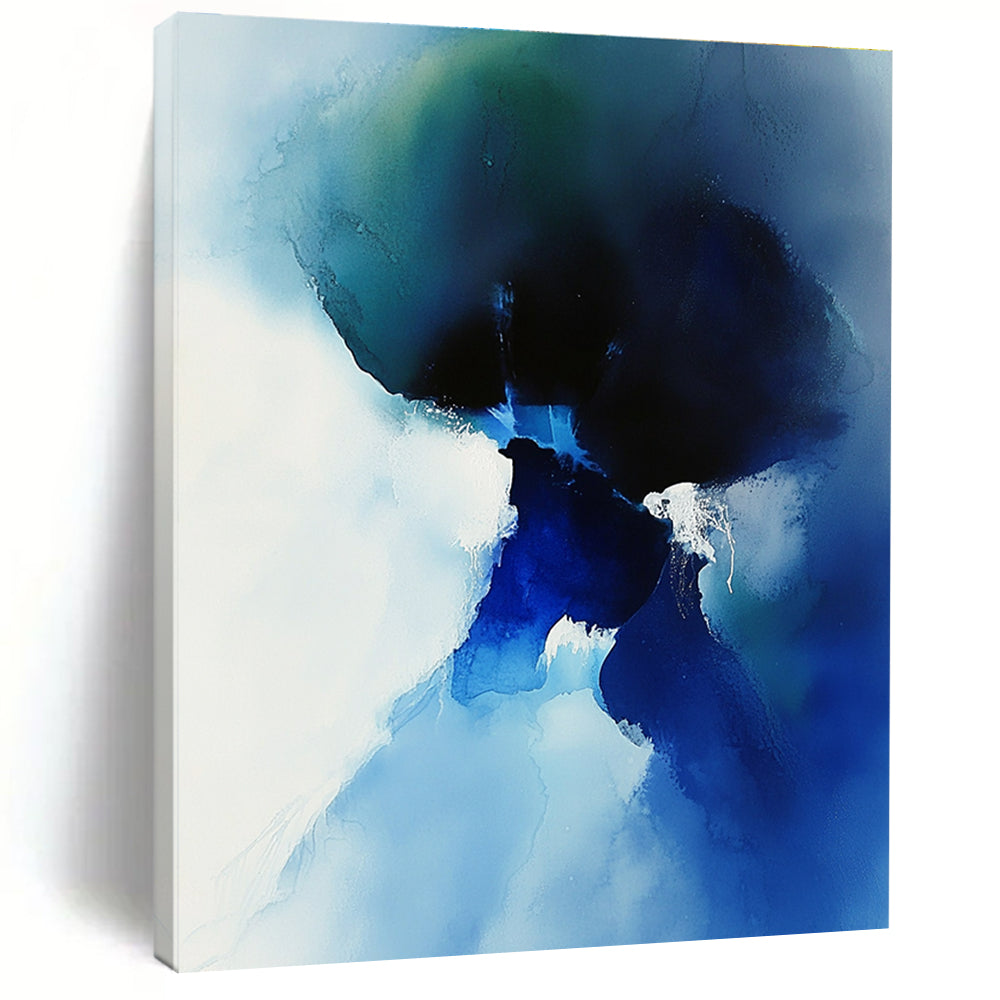Blue Ink Abstract Form - Fluid Minimalist Abstract Art GAB0467