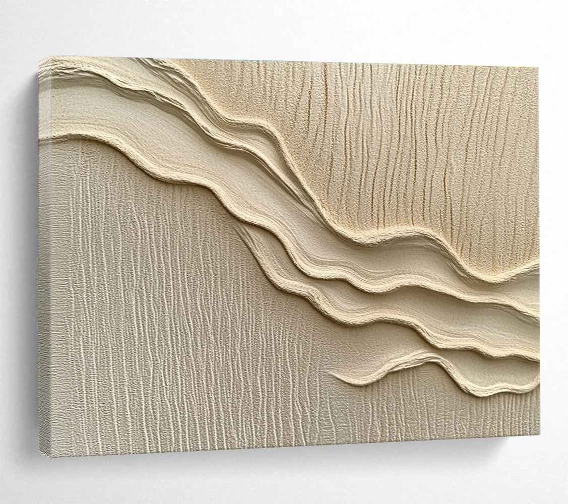 Beige Wavy Textured Art Abstract Painting with Tactile Minimalism ABS610