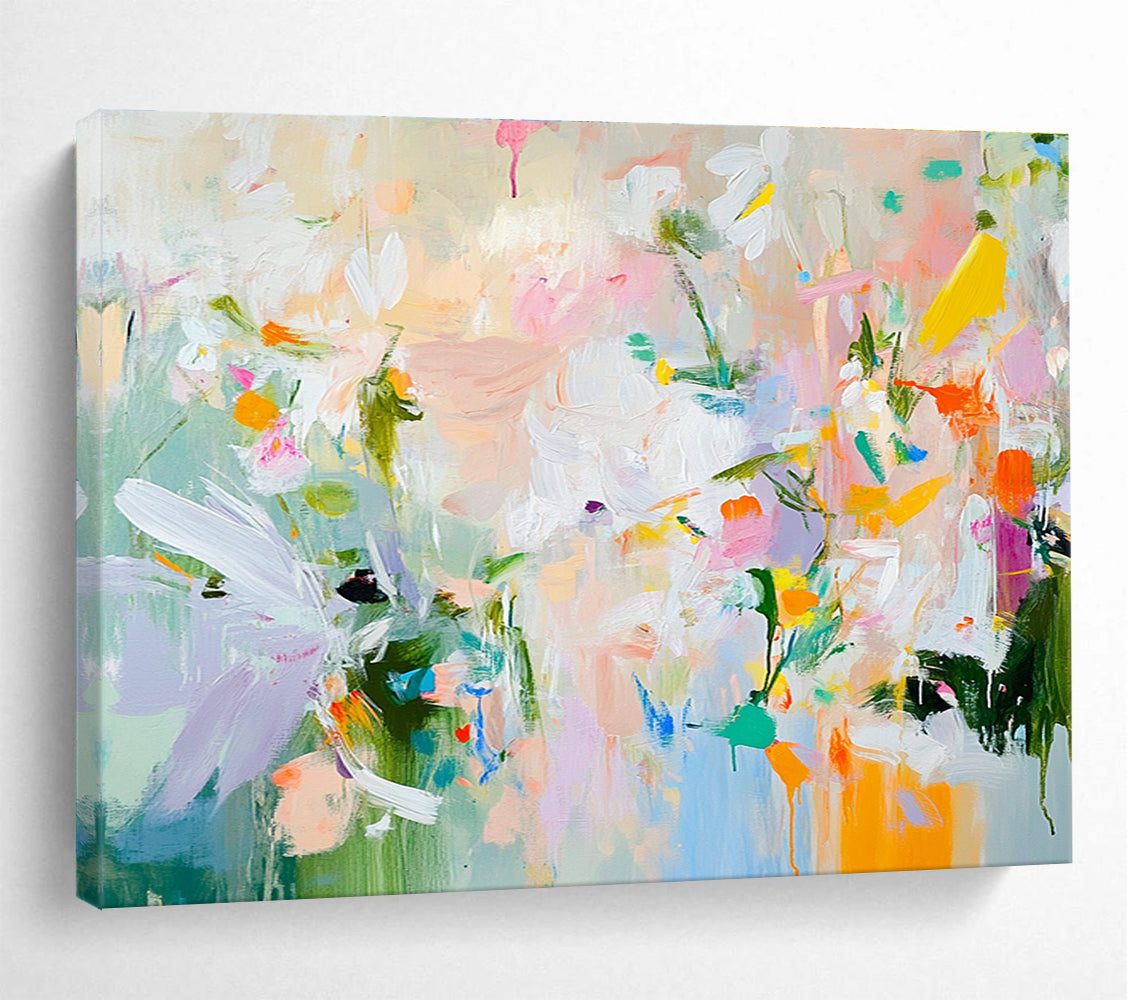 Vivid Floral Abstract Painting with Lush Expressive Brushstrokes ABS542