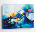 Blue - themed Colorful Abstract with Whimsical Elements Abstract Painting ABS383