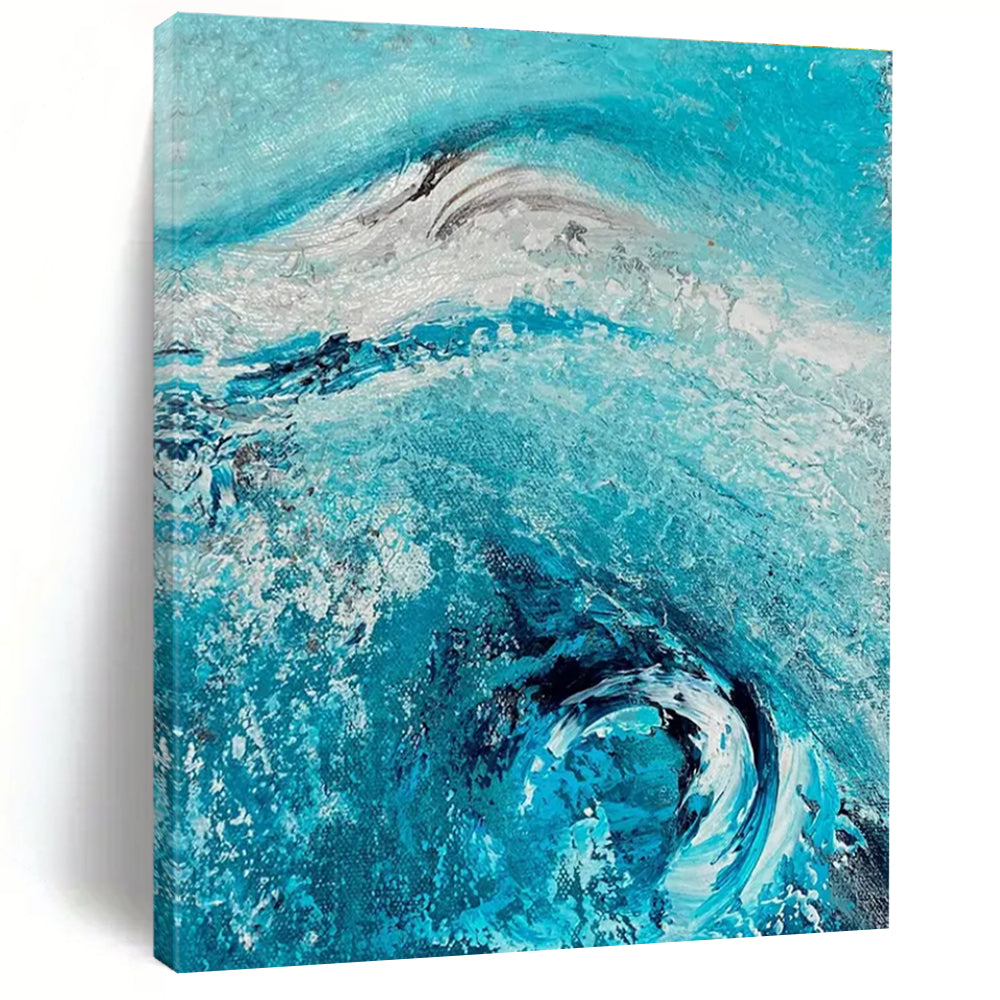 Turquoise Wave Abstract Painting for Nautical - Themed Restaurants HENG469