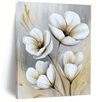 White Flowers with Gold Luxe Abstract Painting for Glamorous Interiors GAB1524