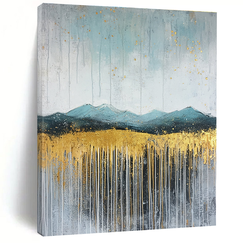Golden Mountain Abstract - Elegant Landscape with Metallic Accents GAB0532