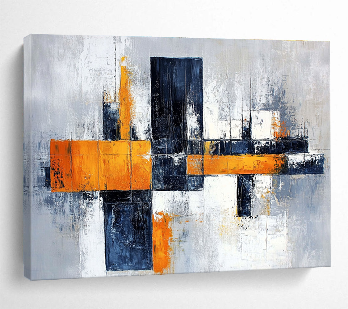 Orange - Gray Abstract Painting with a Modern Industrial Vibe ABS259