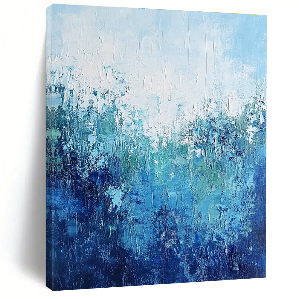 Blue Textured Abstract Painting with Calming Depths WINK693