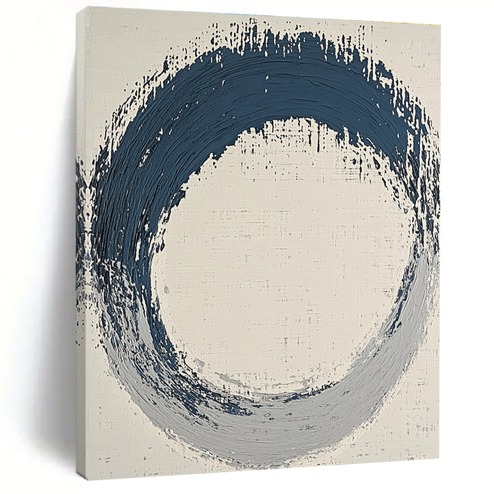 Blue and Gray Enso Abstract Painting with Zen Simplicity WINK125