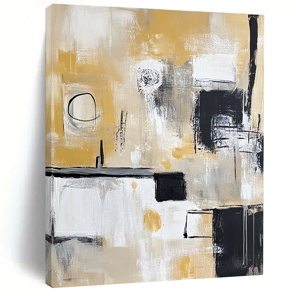 Yellow - Toned Abstract Shapes Painting with Warm Vitality WINK321