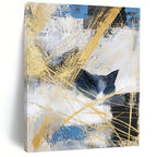 Abstract Cat Silhouette Painting with Golden Accents GAB0661