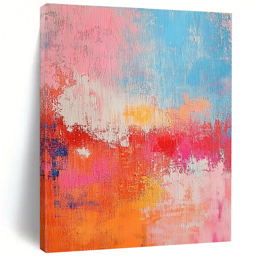 Pink Orange Abstract Painting with Playful Warmth WINK698