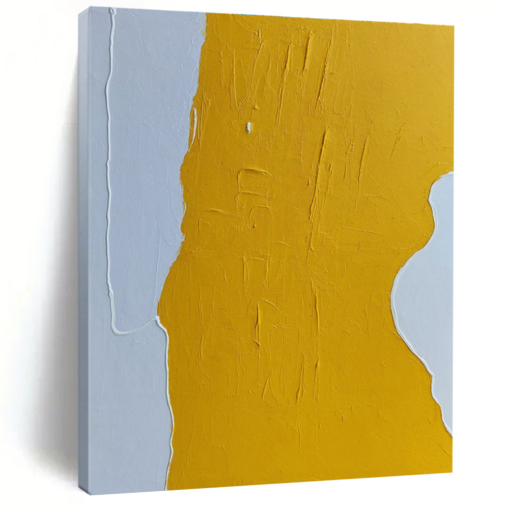 Yellow and White Textured Minimalist Art Abstract Painting for Modern Office Spaces HENG351