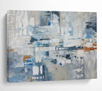 Blue - Toned Abstract Cityscape Painting for Corporate Spaces YHT017