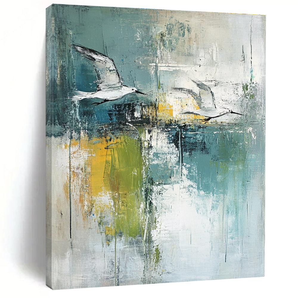 Flying Birds Abstract Painting for Coastal Cafes GAB0755