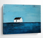 Serene Solitary House Art Capturing Peace and Contemplation in Minimalist Style Abstract Painting ABS144