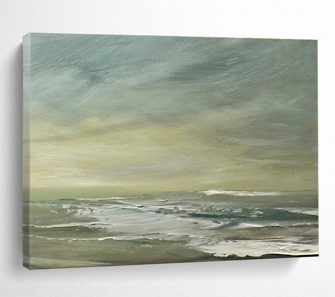 Greenish Sea Abstract Subtle Seascape Painting for Calm Interiors YHT026