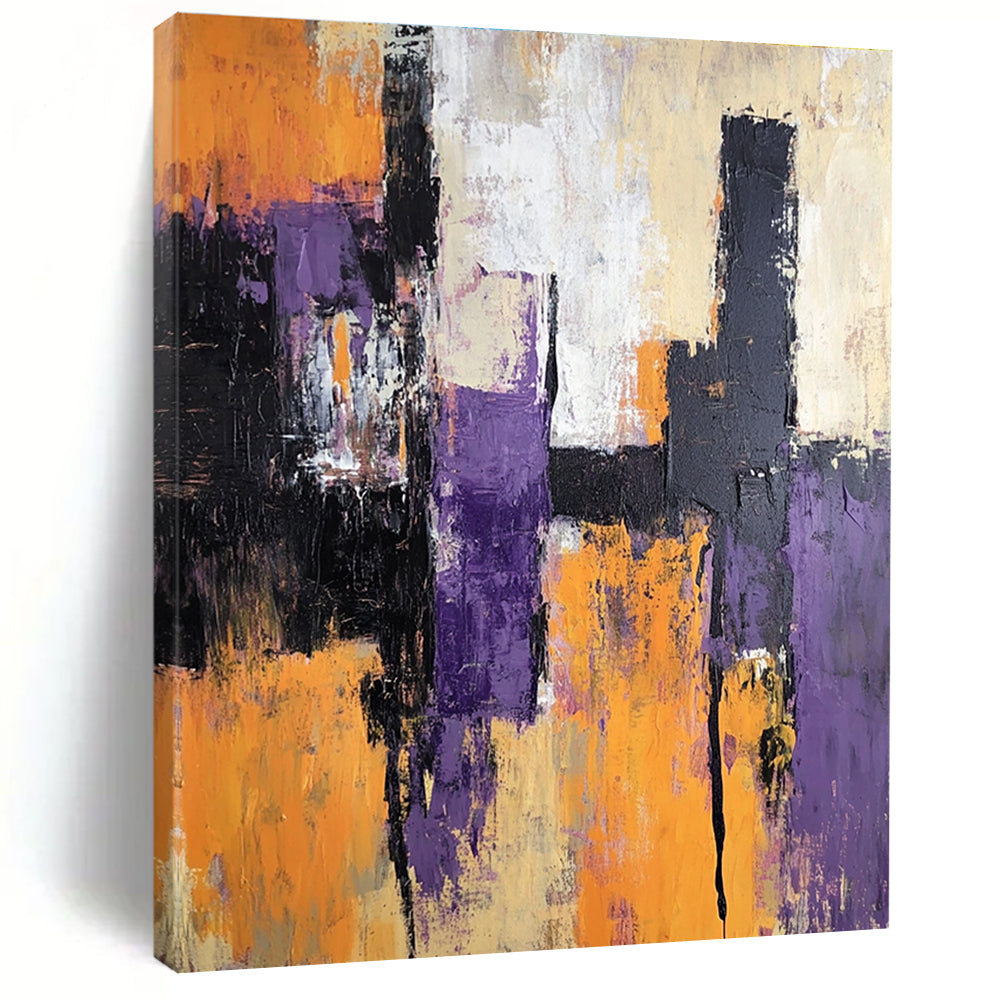 Purple Orange Abstract Painting with Bold Contrast WINK563
