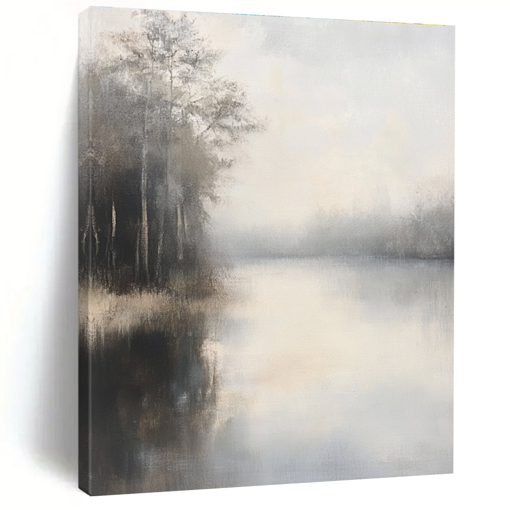 Lake in the Mist Ethereal Waterscape Abstract Painting GAB0239