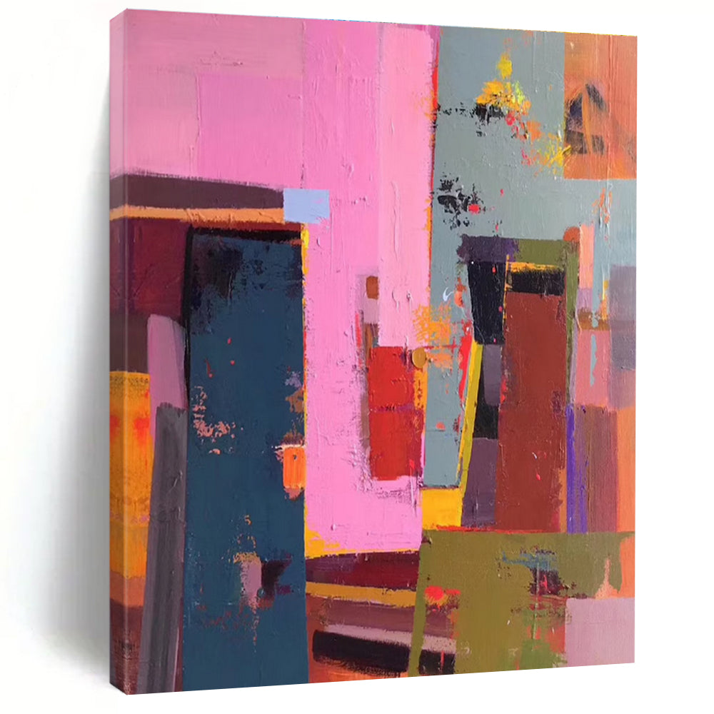 Colorful Geometric Abstract Painting for Modern Office Lounges HENG050
