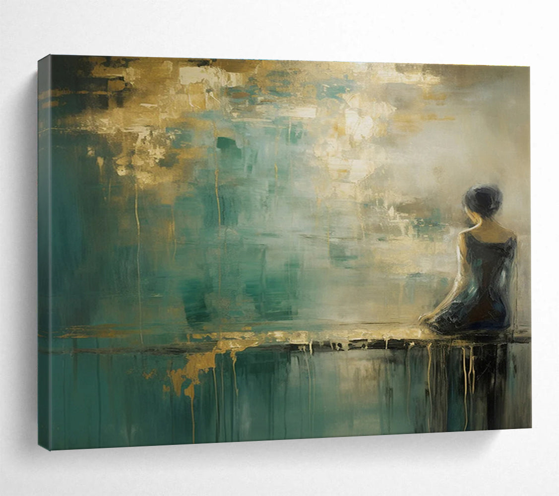 Woman by the Water Abstract Painting for Serene Interiors YHT086