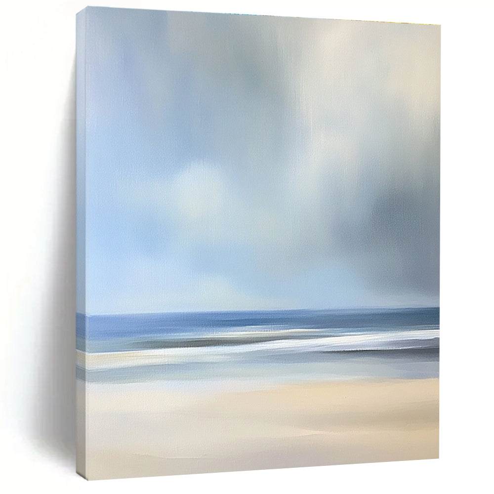 Light Beach Scene Abstract Painting for Coastal Home Living Spaces GAB1300