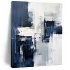 Blue - Gray Abstract Composition Painting for Serene Home Offices HENG128