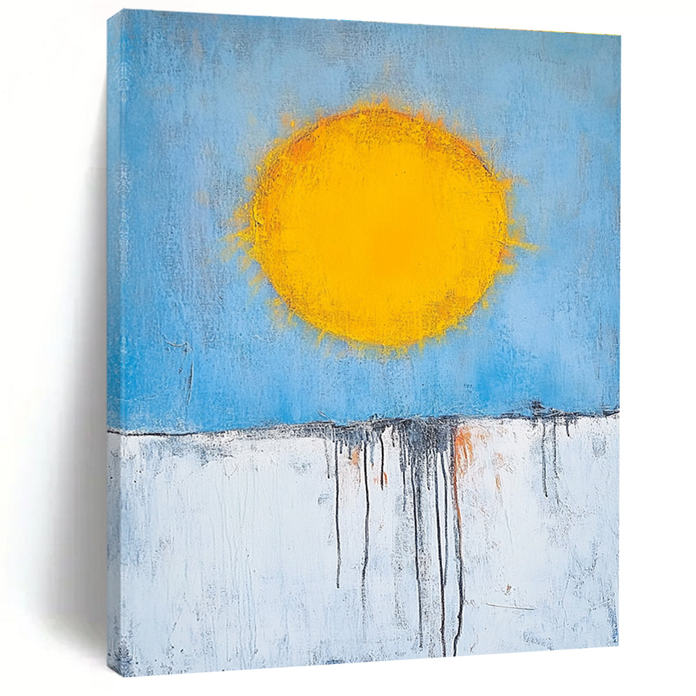 Sun Over Dripping Horizon Abstract Painting for Bohemian - Style Cafes GAB0835