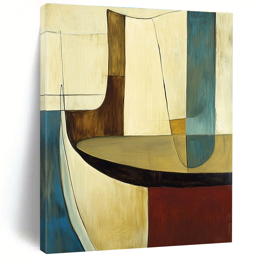 Neutral Toned Abstract Shapes Painting for Contemporary Office Spaces GAB1157