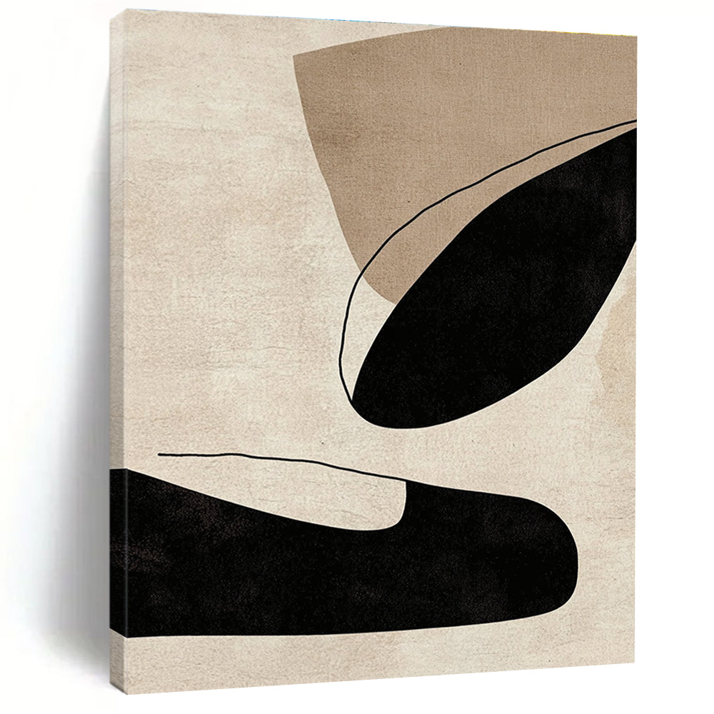 Minimalist Black and Beige Abstract Painting with Quiet Sophistication WINK314