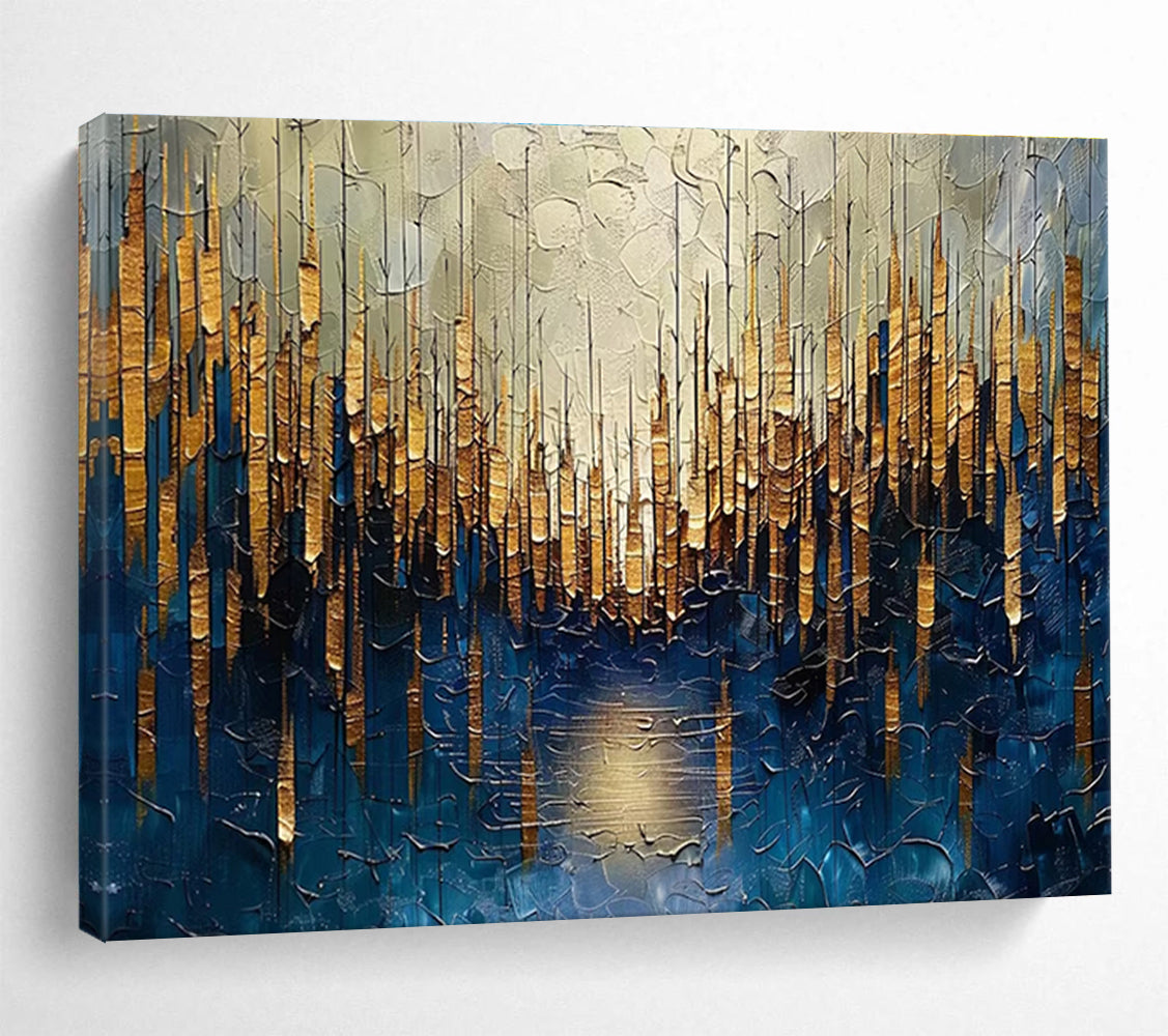 Golden Forest Abstract Painting for Luxury Home Entrances YHT157