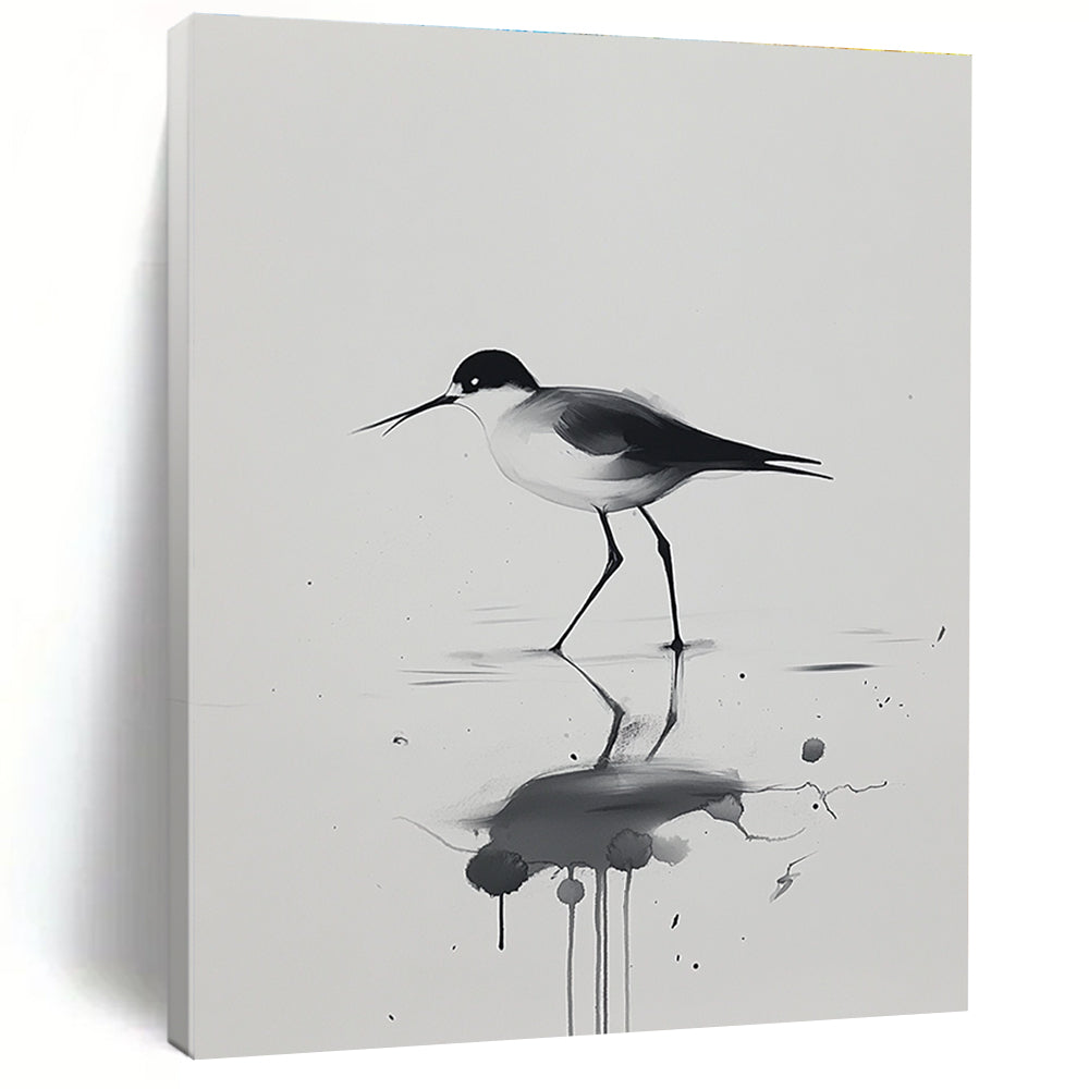 Bird with Artistic Reflection Abstract Painting in Ink Style GAB0028